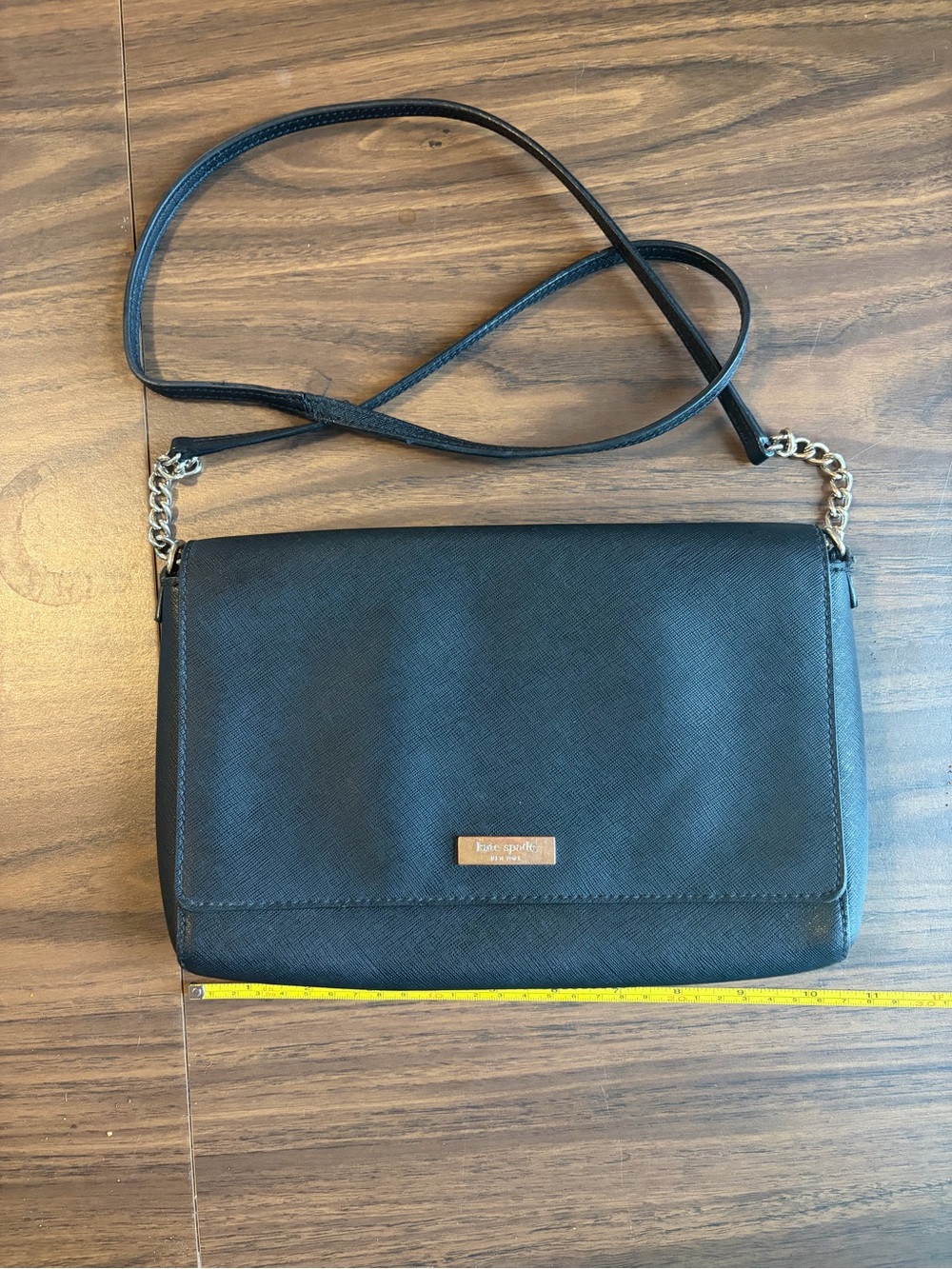 kate spade Black Saffiano Crossbody with Chain Strap
